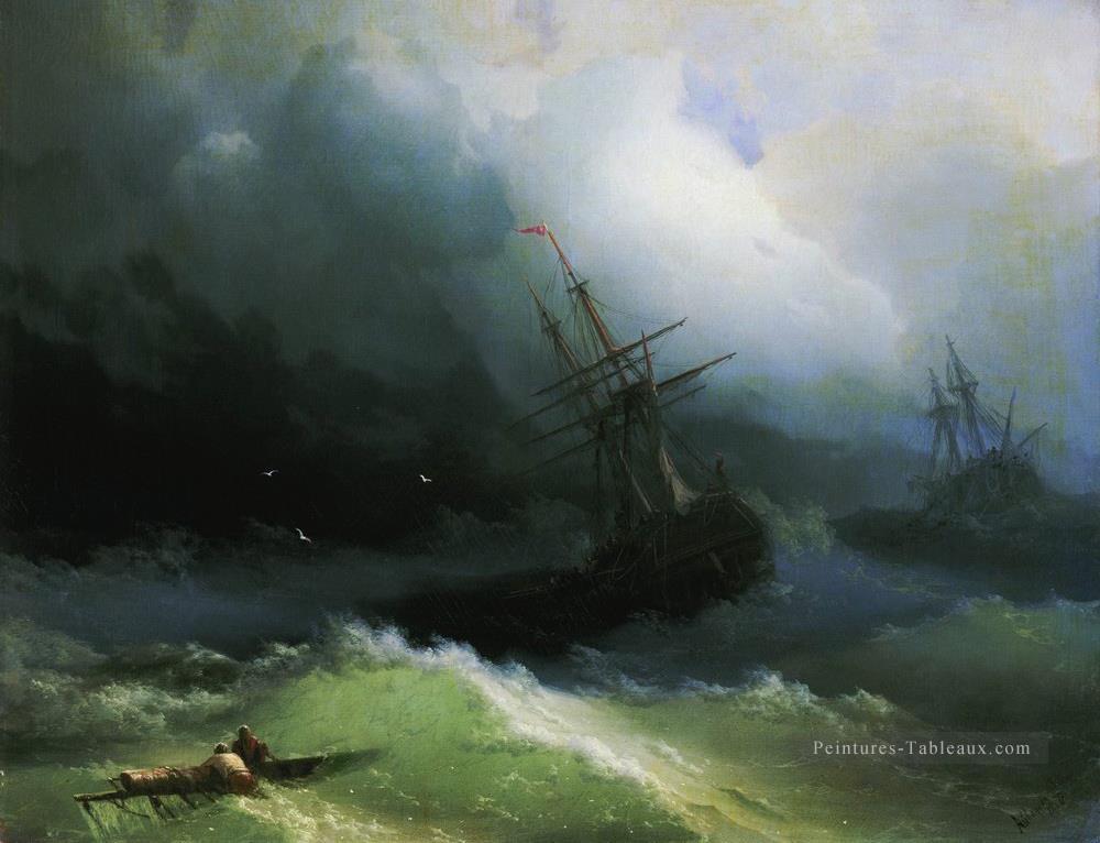 Ivan Aivazovsky navires dans la mer orageuse 1866 paysage marin Peintures à l'huile